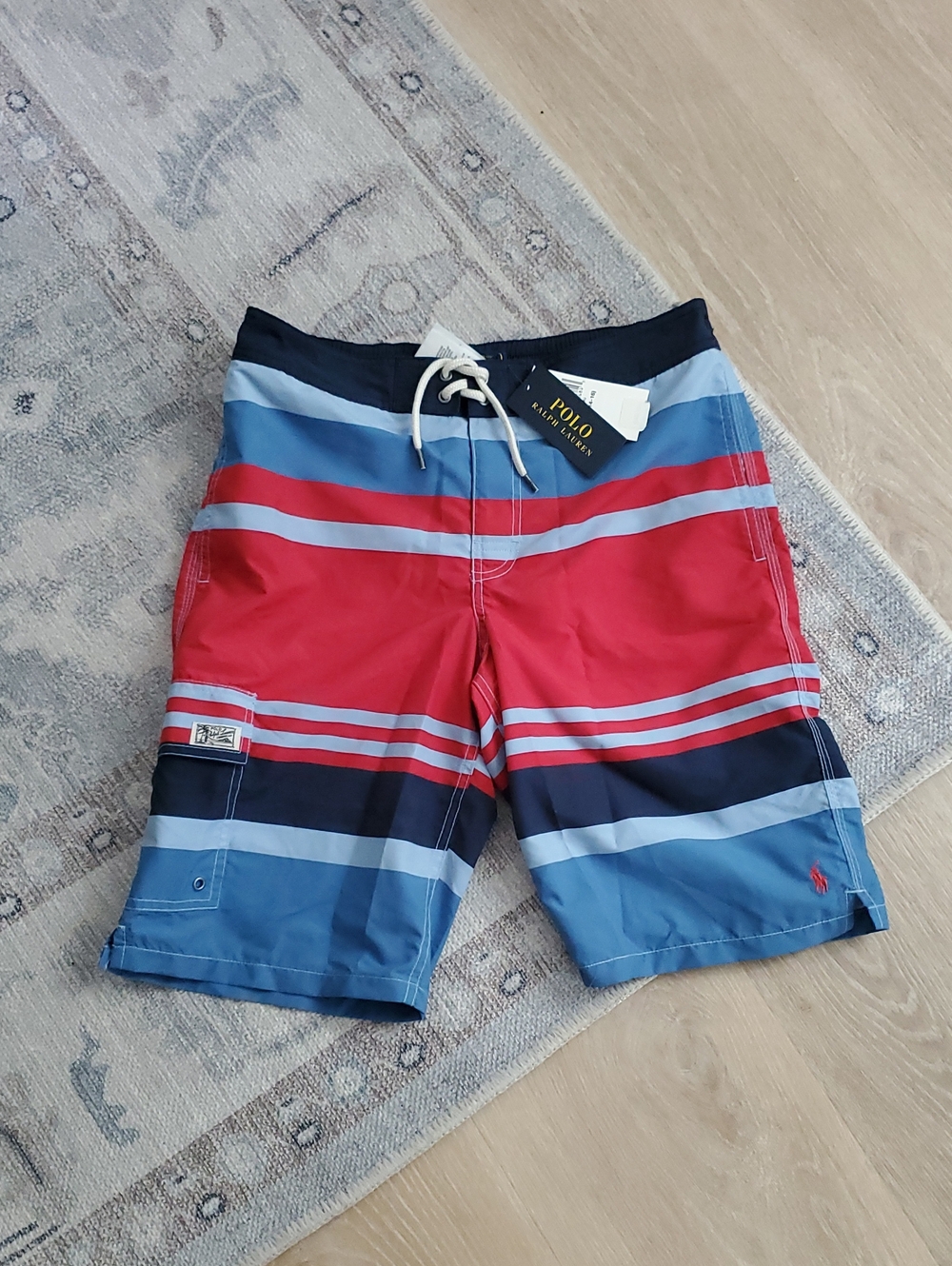 NWT Polo Ralph Lauren Teen Boys Striped Swim Trunks Swimsuit SzL (14-16)